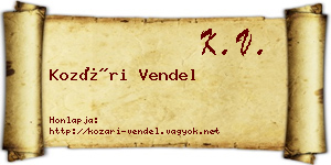 Kozári Vendel névjegykártya